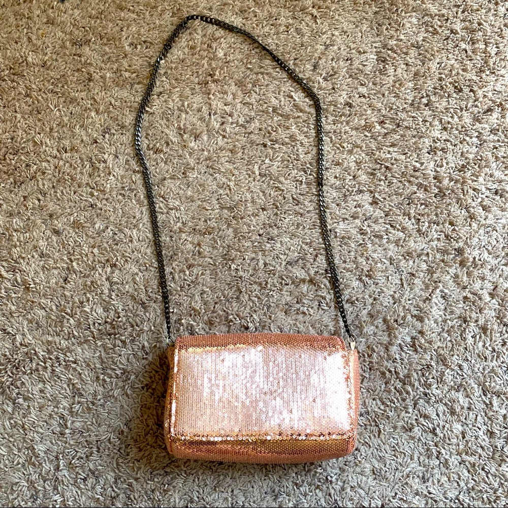 J. Crew Factory rose gold sequin purse